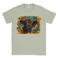 Matcha highland cow calf with western background Classic Tee - RanaPortraitStore