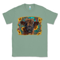 Sage highland cow calf with western background Classic Tee - RanaPortraitStore