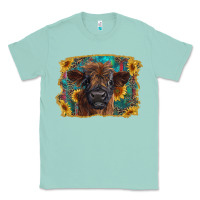 Seafoam highland cow calf with western background Classic Tee - RanaPortraitStore