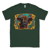 Sports Green highland cow calf with western background Classic Tee - RanaPortraitStore