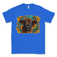 True Royal highland cow calf with western background Classic Tee - RanaPortraitStore