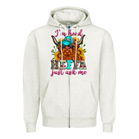 Oatmeal Heather i'm head heffa just ask me Zipper Hoodie - Zillion Design Studio