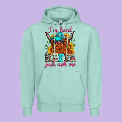 I'm Head Heffa Just Ask Me Zipper Hoodie Designed By Zillion Design Studio