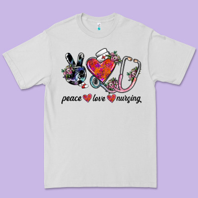Peace Love Nursing Premium Tee Designed By Sublimationcraftshop