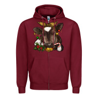 Burgundy christmas baby cow Zipper Hoodie - RanaPortraitStore