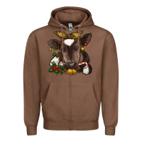 Chestnut christmas baby cow Zipper Hoodie - RanaPortraitStore
