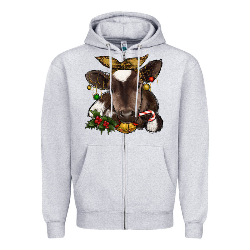 Christmas Baby Cow Zipper Hoodie by RanaPortraitStore | Teevron