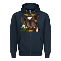 Navy christmas baby cow Zipper Hoodie - RanaPortraitStore