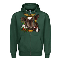 Sports Green christmas baby cow Zipper Hoodie - RanaPortraitStore