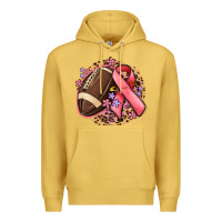 Antique Gold breast cancer ribbon and american football Premium Hoodie - MaliasSmallBusiness