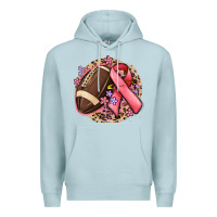 Blue Mist breast cancer ribbon and american football Premium Hoodie - MaliasSmallBusiness