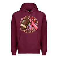Burgundy breast cancer ribbon and american football Premium Hoodie - MaliasSmallBusiness