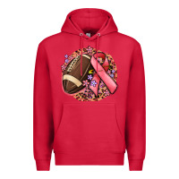 Cardinal breast cancer ribbon and american football Premium Hoodie - MaliasSmallBusiness