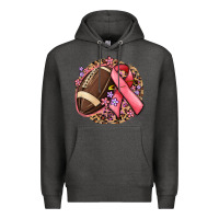 Charcoal Heather breast cancer ribbon and american football Premium Hoodie - MaliasSmallBusiness