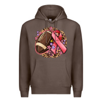 Coffee breast cancer ribbon and american football Premium Hoodie - MaliasSmallBusiness