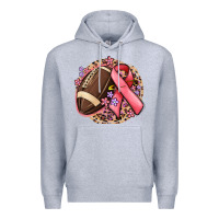 Heather Grey breast cancer ribbon and american football Premium Hoodie - MaliasSmallBusiness