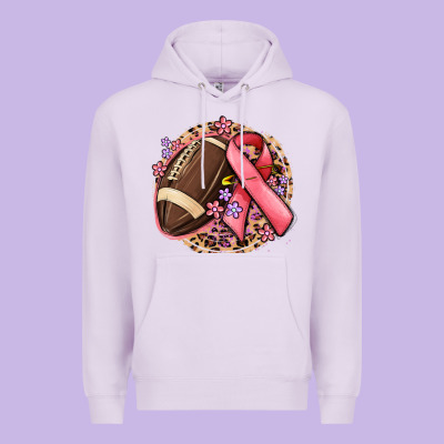 Breast Cancer Ribbon And American Football Premium Hoodie Designed By Maliassmallbusiness
