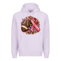 Lilac breast cancer ribbon and american football Premium Hoodie - MaliasSmallBusiness