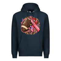 Navy breast cancer ribbon and american football Premium Hoodie - MaliasSmallBusiness