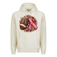 Oatmeal Heather breast cancer ribbon and american football Premium Hoodie - MaliasSmallBusiness