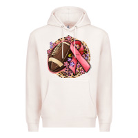 Pale Pink breast cancer ribbon and american football Premium Hoodie - MaliasSmallBusiness