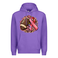 Purple breast cancer ribbon and american football Premium Hoodie - MaliasSmallBusiness
