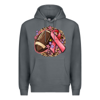 Rock breast cancer ribbon and american football Premium Hoodie - MaliasSmallBusiness