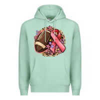 Seafoam breast cancer ribbon and american football Premium Hoodie - MaliasSmallBusiness