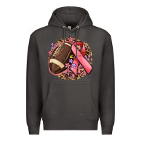 Smoke breast cancer ribbon and american football Premium Hoodie - MaliasSmallBusiness