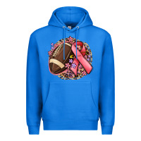 True Royal breast cancer ribbon and american football Premium Hoodie - MaliasSmallBusiness