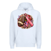 White breast cancer ribbon and american football Premium Hoodie - MaliasSmallBusiness