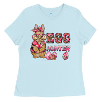 Baby Blue easter pink camouflage egg hunter  bunny Ladies Tee - BarkalooDesign