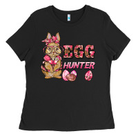 Black easter pink camouflage egg hunter  bunny Ladies Tee - BarkalooDesign
