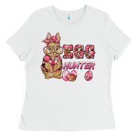White easter pink camouflage egg hunter  bunny Ladies Tee - BarkalooDesign