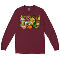 Burgundy thanksgiving coffee cups Long Sleeve Tee - Zillion Design Studio