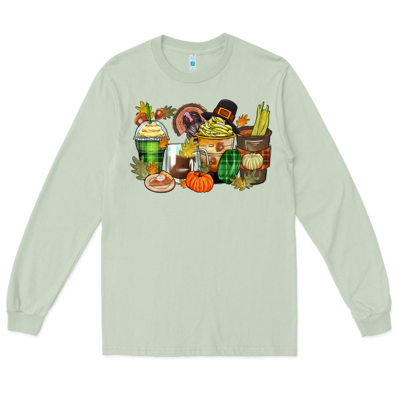 Thanksgiving Coffee Cups Long Sleeve Tee by Zillion Design Studio | Teevron