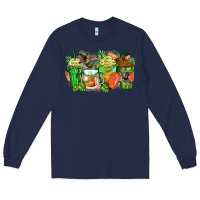 Navy t rex coffee cups Long Sleeve Tee - Zillion Design Studio