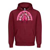Burgundy breast cancer rainbow Zipper Hoodie - RanaPortraitStore