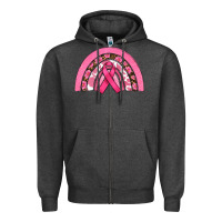 Charcoal Heather breast cancer rainbow Zipper Hoodie - RanaPortraitStore