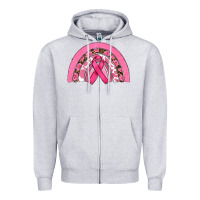 Heather Grey breast cancer rainbow Zipper Hoodie - RanaPortraitStore