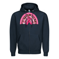 Navy breast cancer rainbow Zipper Hoodie - RanaPortraitStore