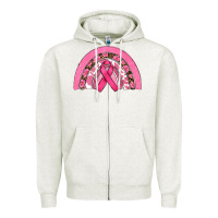 Oatmeal Heather breast cancer rainbow Zipper Hoodie - RanaPortraitStore