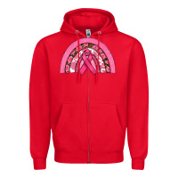 Red breast cancer rainbow Zipper Hoodie - RanaPortraitStore