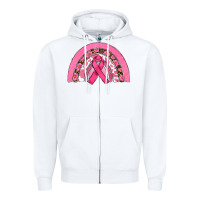 White breast cancer rainbow Zipper Hoodie - RanaPortraitStore