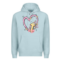 Blue Mist heart cross Premium Hoodie - MaliasSmallBusiness