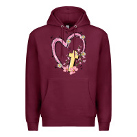 Burgundy heart cross Premium Hoodie - MaliasSmallBusiness