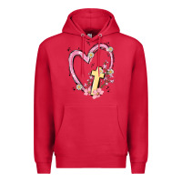 Cardinal heart cross Premium Hoodie - MaliasSmallBusiness