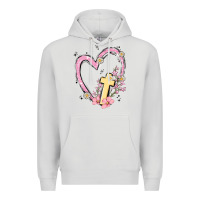 Dove Grey heart cross Premium Hoodie - MaliasSmallBusiness