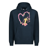 Navy heart cross Premium Hoodie - MaliasSmallBusiness