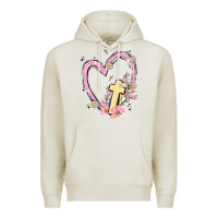 Oatmeal Heather heart cross Premium Hoodie - MaliasSmallBusiness